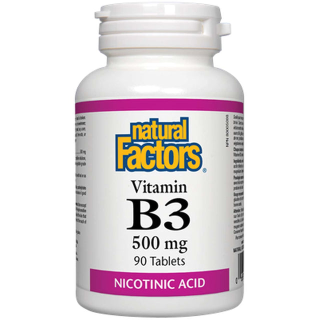 Vitamin B3, 500 mg, 90 Tablets, Natural Factors - Natural Factors