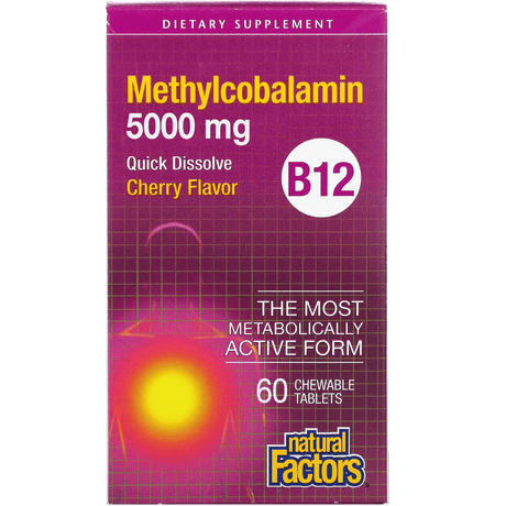 Natural Factors Methylcobalamin B12, 5000 mcg, 60 Chewable Tablets - Natural Factors