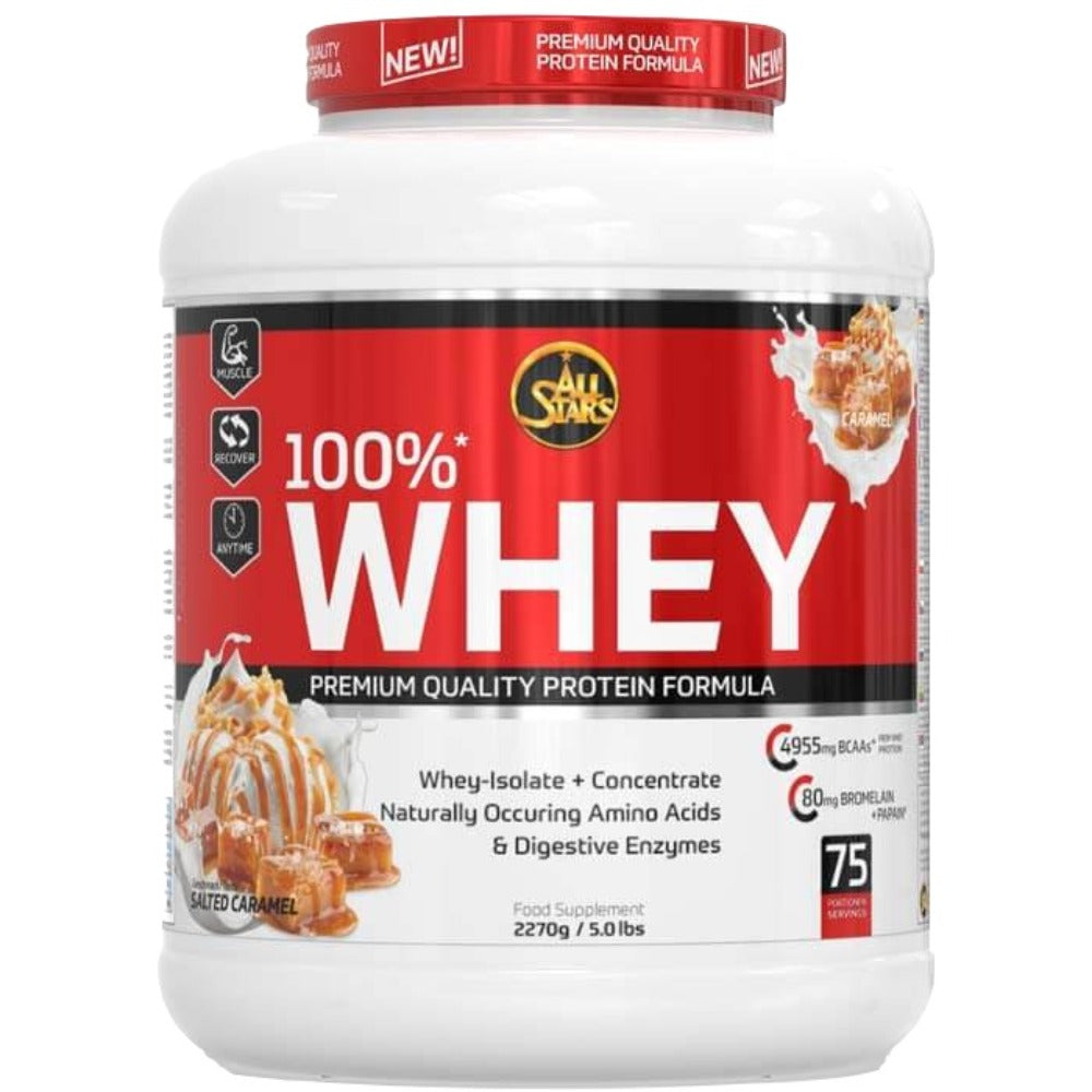 All Stars 100% Whey Protein Pure Isolate Concentrate, Salted Caramel, 5 LB - All Stars