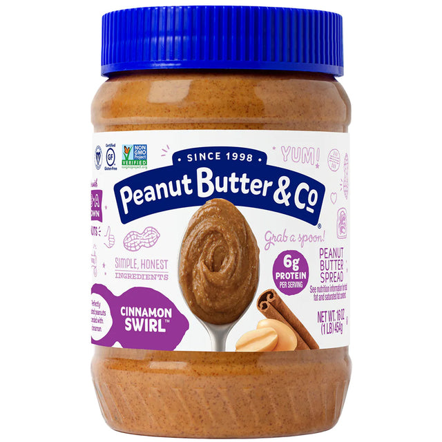 Peanut Butter & Co. Cinnamon Swirl Peanut Butter, 1LB - Peanut Butter & Co