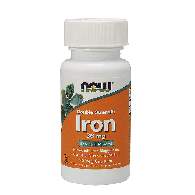 Now Double Strength Iron, 36 mg, 90 Veggie Capsules - Now