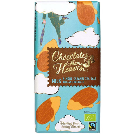 Chocolates From Heaven Organic Belgian Milk Chocolate, Almond Caramel Sea Salt, 100 Gm - Chocolates from Heaven