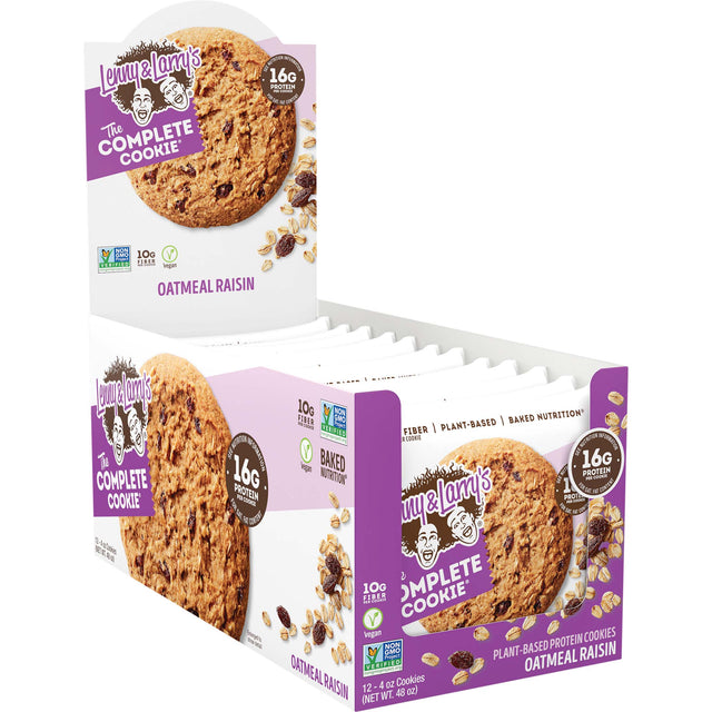 Box of 12 Pieces, Lenny & Larry’s Complete Cookies, Oatmeal Raisin - Lenny & Larry’s