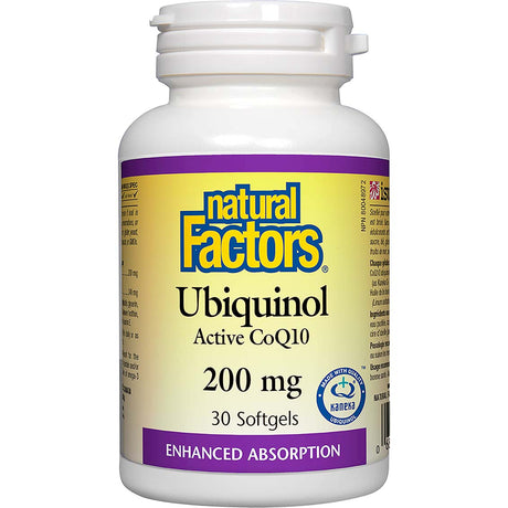 Natural Factors Active Ubiquinol CoQ10, 200 mg, 30 Softgels - Natural Factors