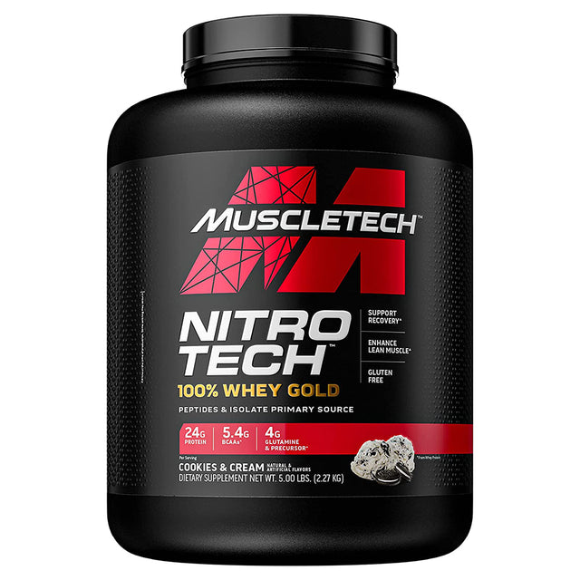 Muscletech Nitro Tech Whey Gold, Cookies and Cream, 5 LB - Muscletech