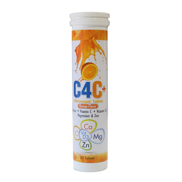 Seha C4C+ Effervescent Tablets, Orange, 20 Effervescent - Seha Pharmaceuticals