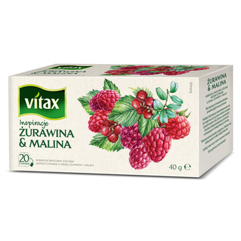 Vitax Inspiracje Cranberry & Raspberry Tea, 20 Sachets - Vitax