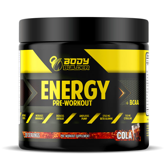 Body Builder Energy Pre-Workout Plus BCAA, Cola (30) - Body Builder