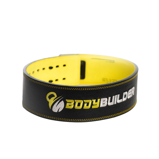 XL Black & Yellow Double Steel Buckle Body Builder Lifting Belt - Body Builder