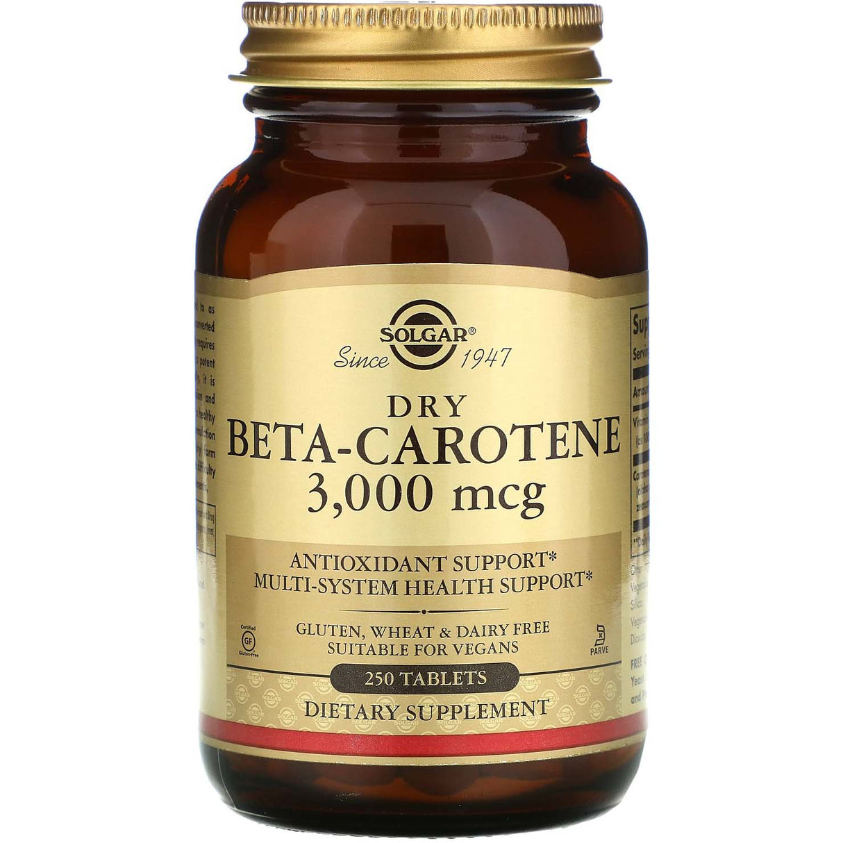 Solgar Dry Beta-Carotene, 3000 mcg, 250 Tablets - Solgar