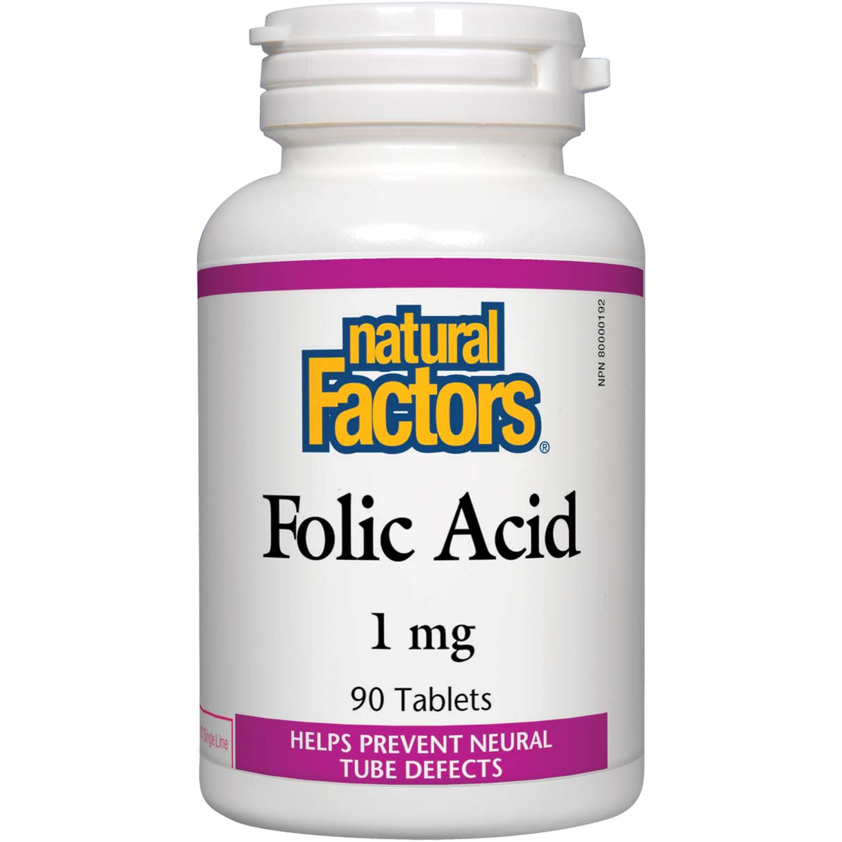 Folic Acid, 1 mg, 90 Tablets - Natural Factors - Natural Factors