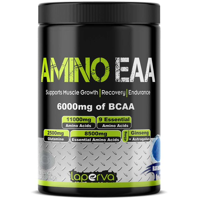 Laperva Amino EAA + Glutamine, Blue Raspberry, 390 Gm - Laperva