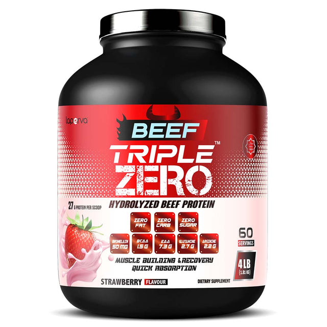 Laperva Triple Zero Hydrolyzed Beef, Strawberry, 4 LB - Laperva